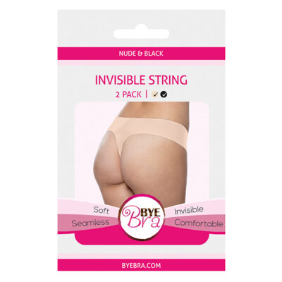 Bye Bra - Invisible Thong (Nude & Black 2-Pack) M