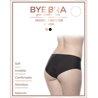 Bye Bra - Invisible Hipster (Nude & Black 2-Pack) M